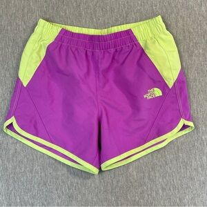 The North Face Gym Shorts Girls Medium 10/12 Purple Lime Green Active